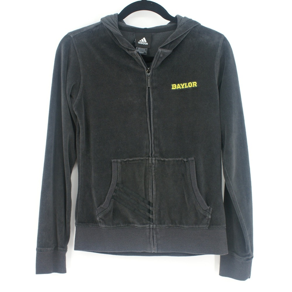 Adidas‎ Baylor University Velour Full Zip Hoodie Grey 8709W Womens Small